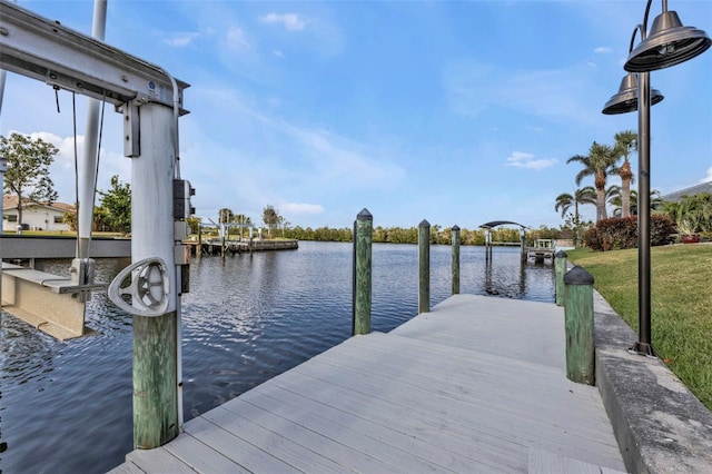 view of dock featuring a water view