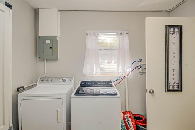 11369 1st Ave, Punta Gorda, FL 33955 - laundry area featuring electric panel and washing machine and clothes dryer