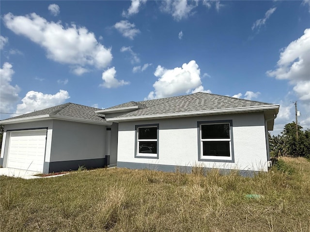 exterior space with a garage