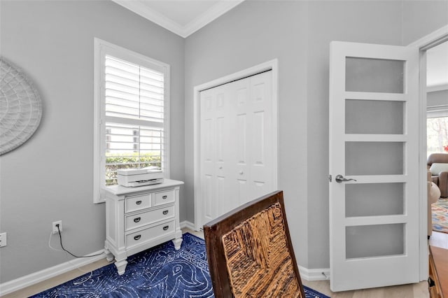 interior space with ornamental molding