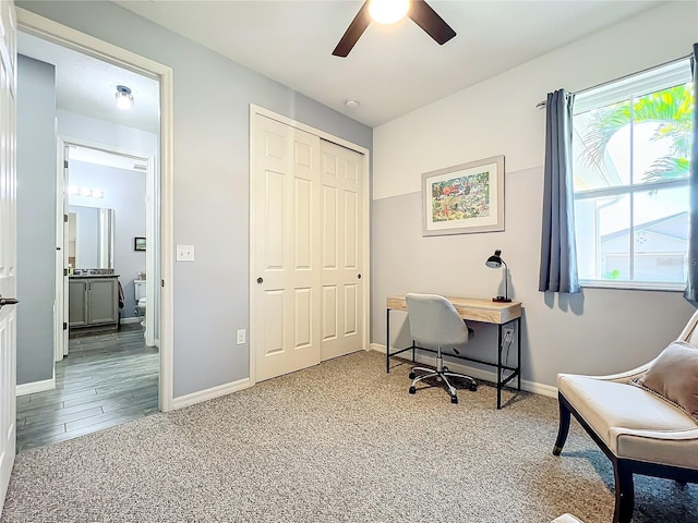 8858 Tuscany Isles Dr, Punta Gorda, FL 33950 - carpeted home office featuring ceiling fan