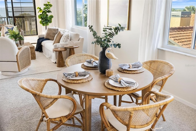 view of carpeted dining room