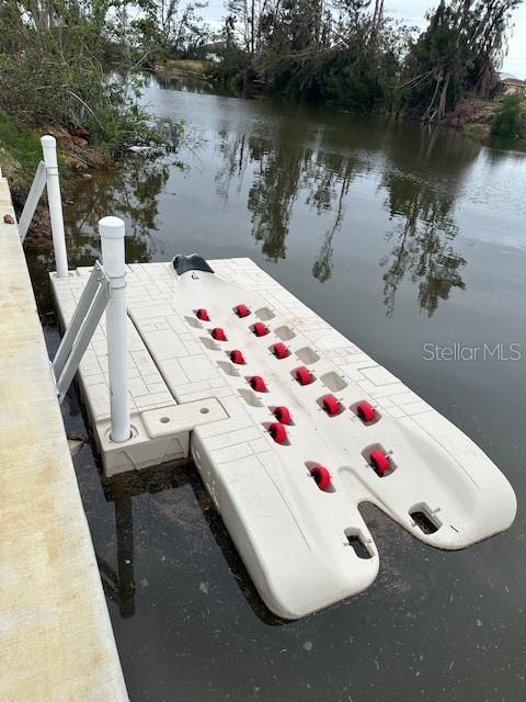 view of dock featuring a water view