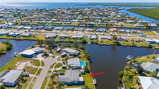 bird's eye view featuring a water view