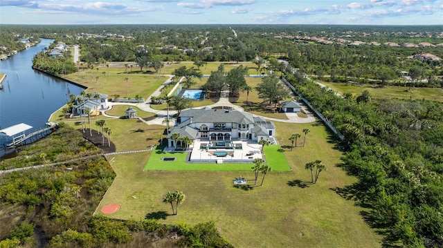 bird's eye view featuring a water view