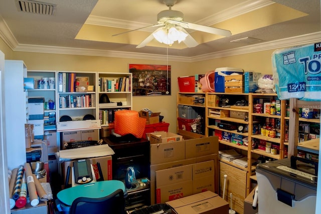 storage area with ceiling fan