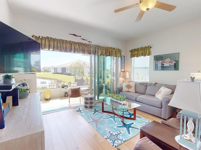 24313 Westgate Blvd, Punta Gorda, FL 33980 - living area with wood finished floors and ceiling fan