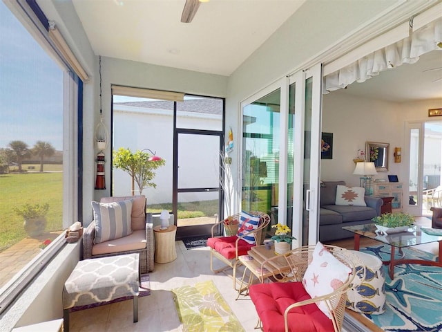24313 Westgate Blvd, Punta Gorda, FL 33980 - sunroom / solarium featuring ceiling fan