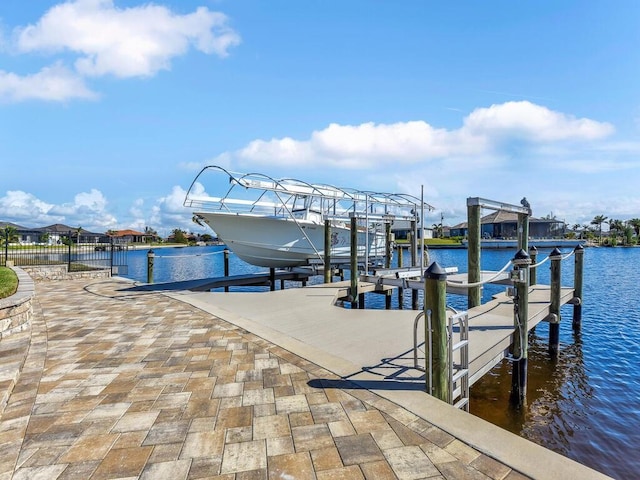 view of dock featuring a water view