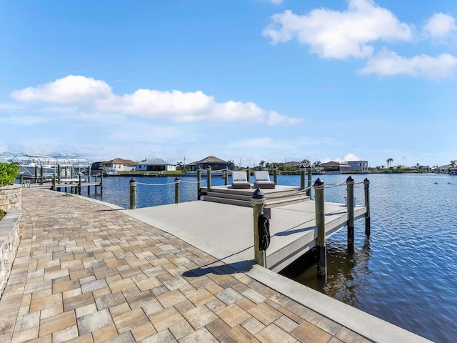 view of dock featuring a water view