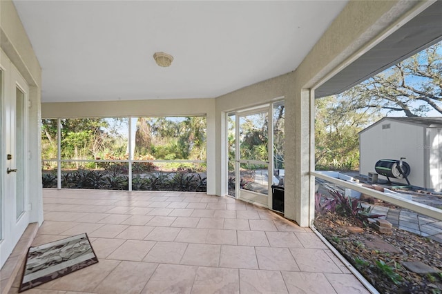 view of unfurnished sunroom