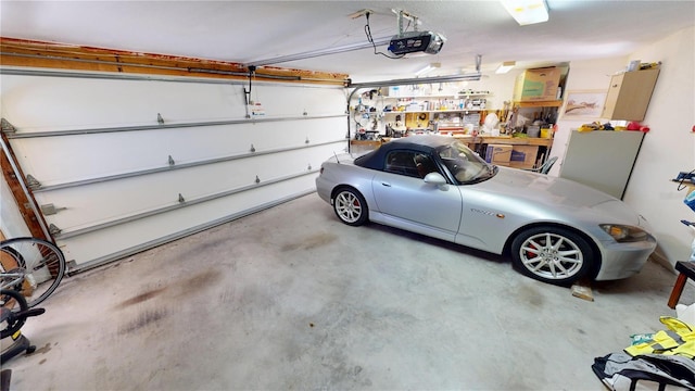 garage with a garage door opener