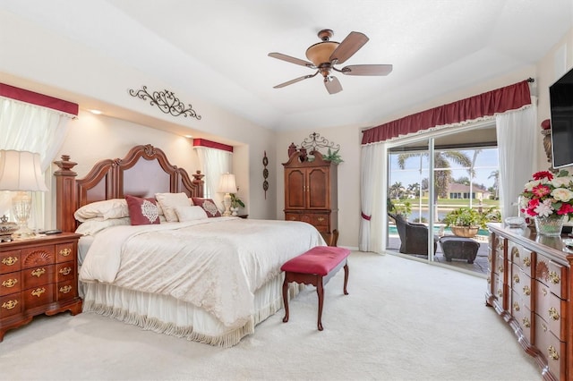 26373 Madagascar, Punta Gorda, FL 33983 - bedroom featuring access to outside, carpet flooring, and ceiling fan