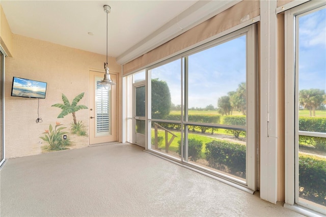 view of unfurnished sunroom