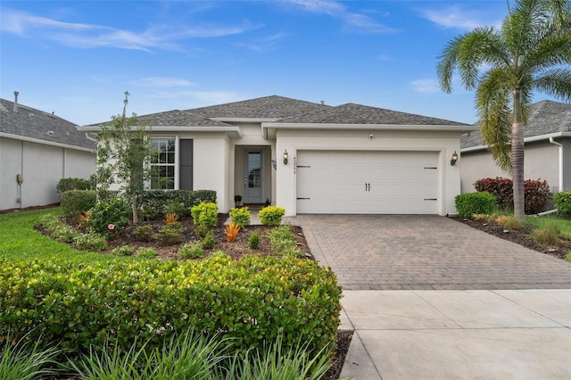 single story home with a garage