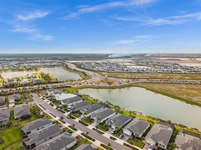 bird's eye view featuring a water view