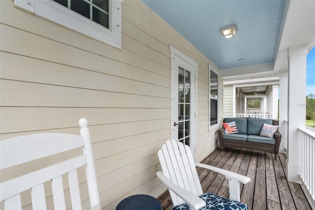 balcony featuring a porch