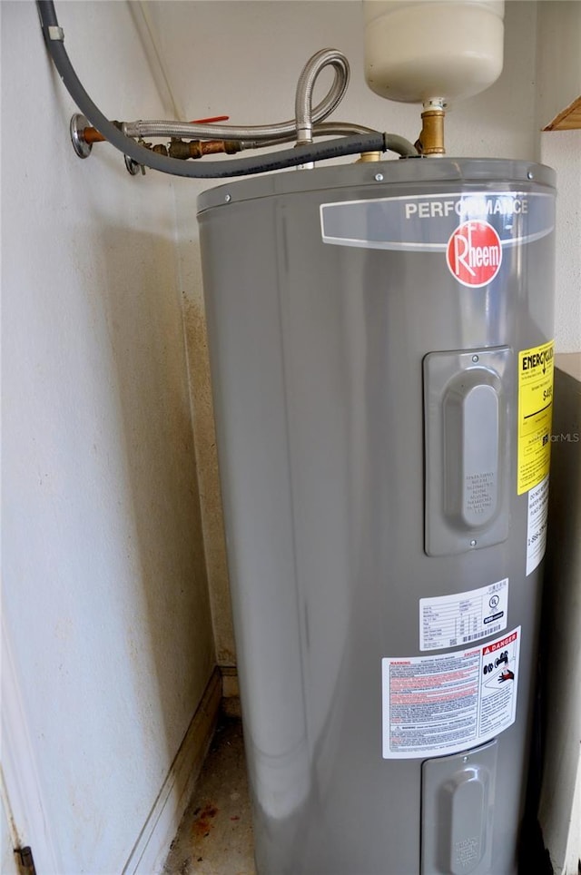 utility room with electric water heater