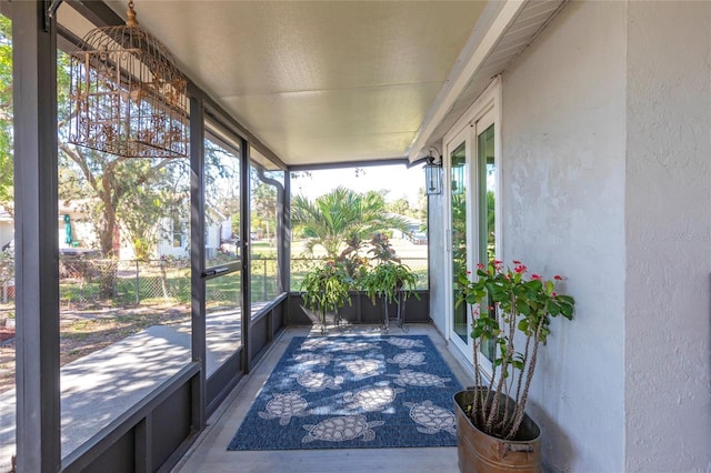 view of unfurnished sunroom