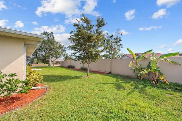 view of yard with a fenced backyard