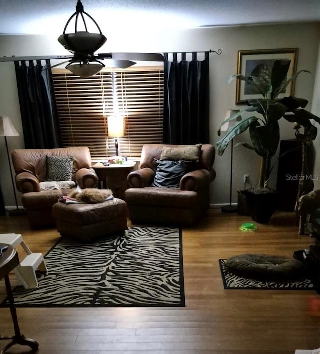 living room with wood finished floors