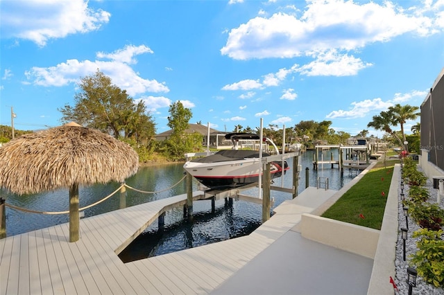 view of dock featuring a water view