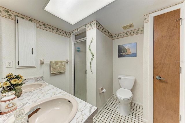 1052 Hinton St, Port Charlotte, FL 33952 - bathroom with visible vents, a shower stall, toilet, and a sink