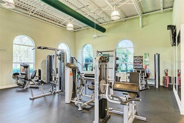 3 Bermuda Cir Unit 49, Englewood, FL 34223 - gym with healthy amount of natural light and a towering ceiling