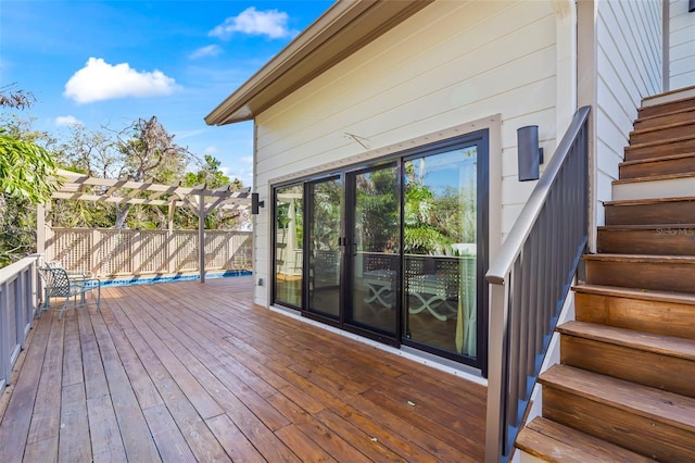 wooden deck with stairway