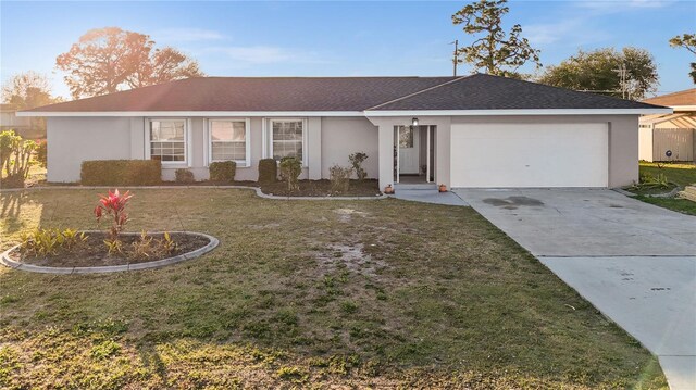 3265 Sunrise Trl, Port Charlotte, FL 33952 - ranch-style house featuring concrete driveway, a garage, stucco siding, and a front lawn