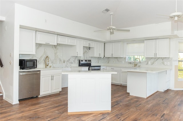 20 Palm Dr, Placida, FL 33946 - kitchen with stainless steel appliances, a ceiling fan, and healthy amount of natural light
