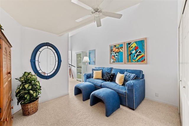 12130 Siesta Dr, Fort Myers Beach, FL 33931 - carpeted living area with a ceiling fan