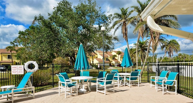 view of patio / terrace featuring fence