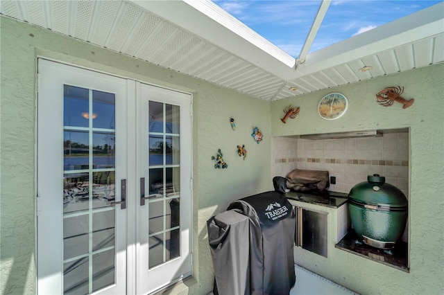 view of patio / terrace featuring french doors