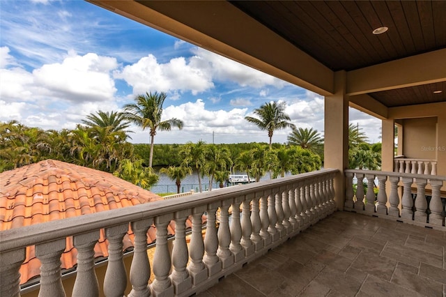 balcony with a water view