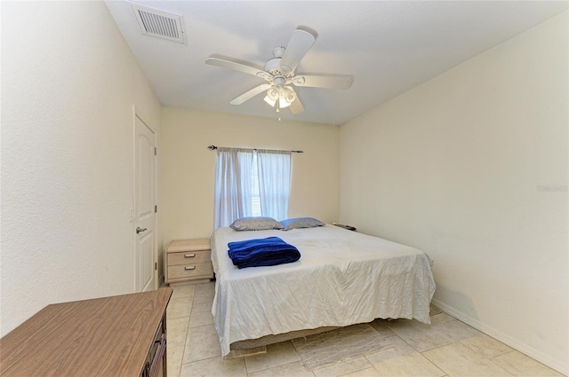 315 Southland Rd, Venice, FL 34293 - bedroom featuring ceiling fan, light tile patterned flooring, visible vents, and baseboards