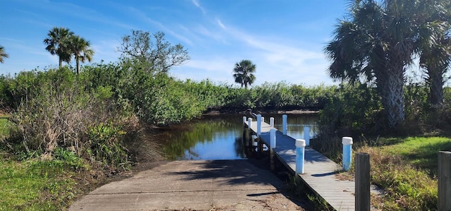 view of dock featuring a water view