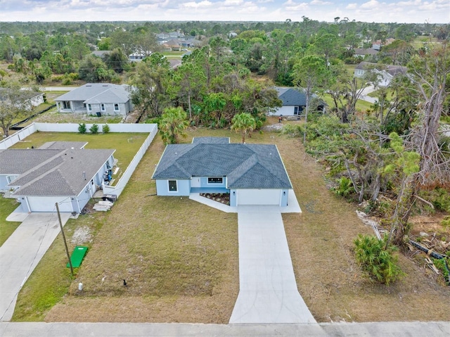 aerial view with a residential view