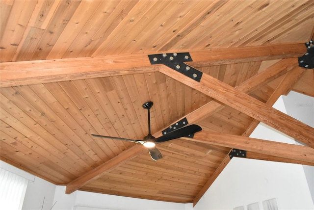 details featuring beamed ceiling and wood ceiling