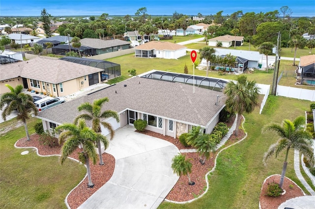 aerial view with a residential view