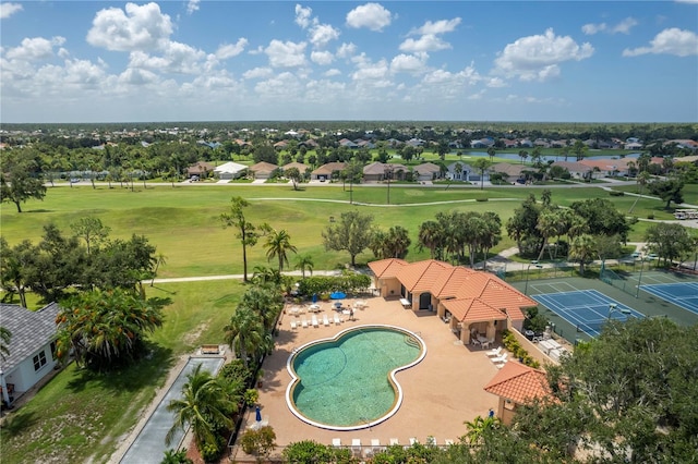 drone / aerial view featuring a residential view