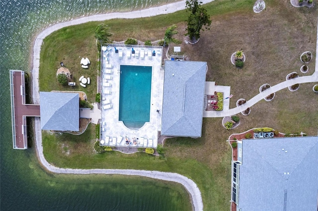 bird's eye view featuring a water view