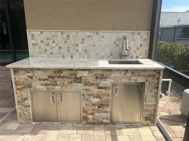 view of patio featuring a sink