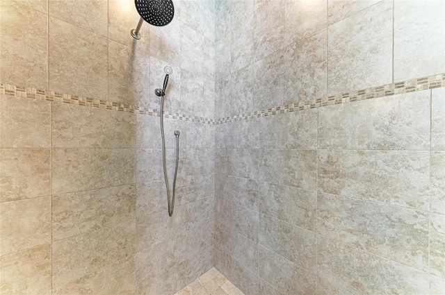 interior details featuring tiled shower