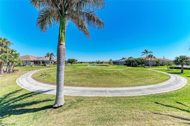 view of community featuring a lawn