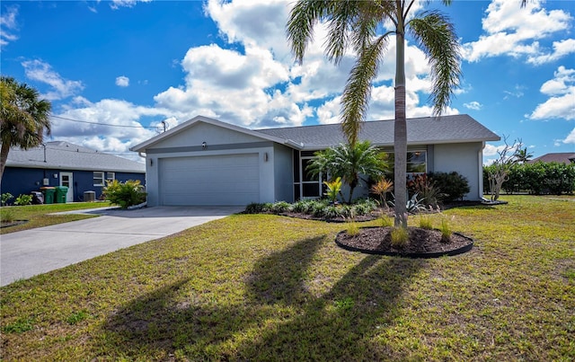 129 Barre Dr NW, Port Charlotte, FL 33952 - ranch-style home featuring an attached garage, driveway, a front lawn, and stucco siding