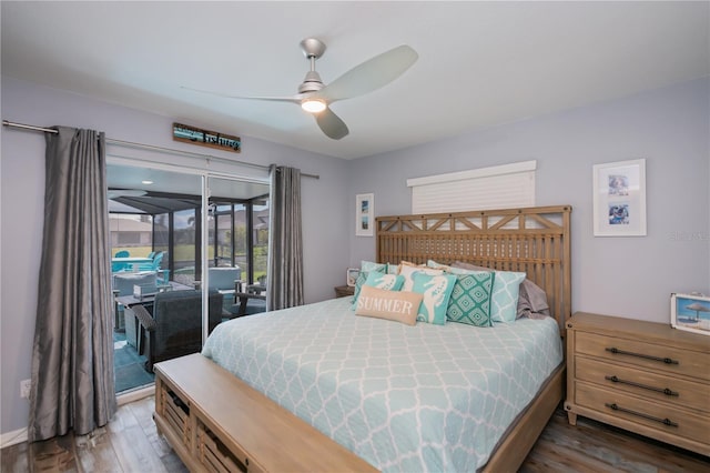 129 Barre Dr NW, Port Charlotte, FL 33952 - bedroom featuring access to exterior, ceiling fan, and wood finished floors