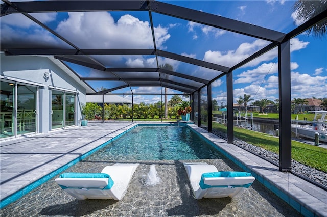 129 Barre Dr NW, Port Charlotte, FL 33952 - pool with a lanai, a patio area, and a water view