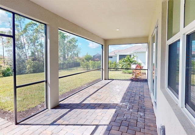 view of unfurnished sunroom