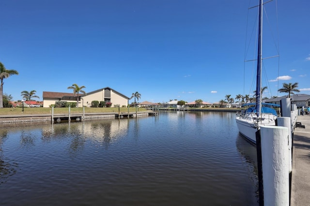 view of dock featuring a water view